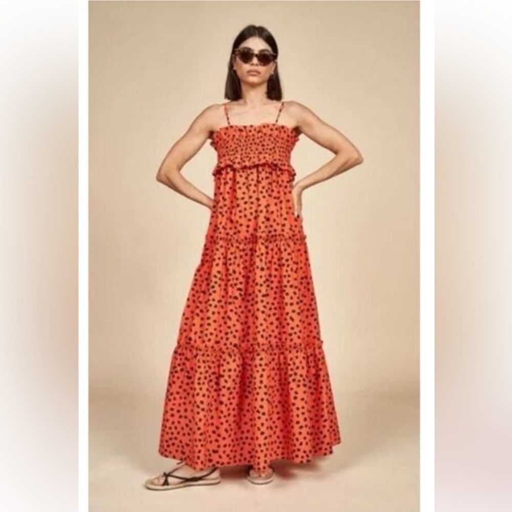 Hunter Bell NYC Dessert Poppy Polka Dot Maxi Tiered Dress - Size Small